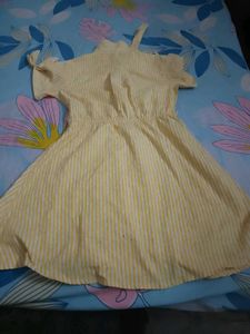 Yellow &amp; White Striped Button-Up Top