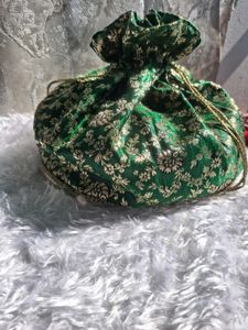 Green & Gold Ethnic Potli Bag