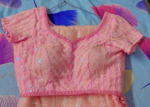 🔥SALE🔥Elegant Pink Sequin Saree with padded