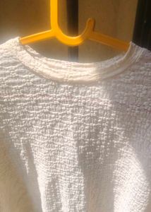 Cream Textured Cropped Top