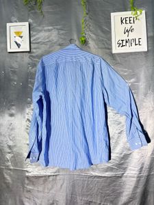 Mark &amp; Spensor Men's Blue Striped Dress Shirt