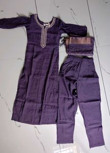 Elegant Purple Kurta Pair with Dupatta (Size - M)