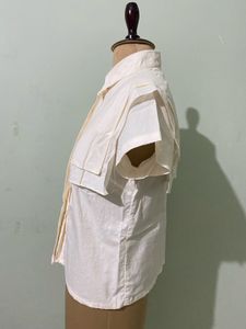 Cream Layered Short Sleeve Shirt