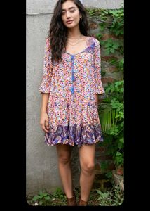 Bohemian Floral Print Mini Dress