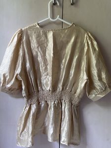 Elegant Gold Ruched Wrap Top