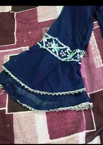 Navy Blue Mirror Work Sharara Set