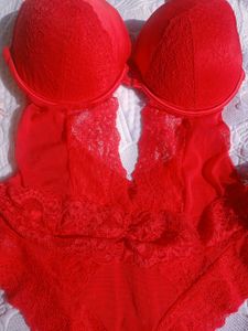 Red Lace Bodysuit Lingerie