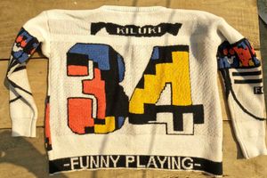 Retro Graphic "Future" Knit Boxy Sweater