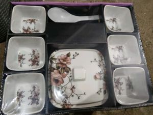 Floral Serving Bowl Set with Spoon