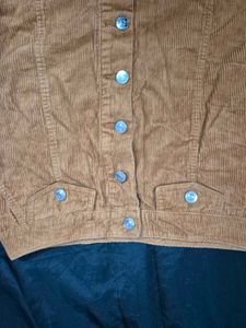 Tan Corduroy Button-Up Skirt/Y2K