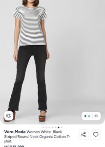Vero Moda Striped Organic Cotton T-Shirt