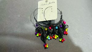 Bohemian Hoop Earrings with Colorful Beads