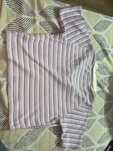 Striped Cropped Polo Shirt