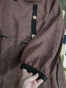 Elegant Brown Button-Up Dress