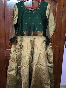Elegant Green and Gold Ethnic Gown