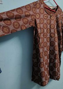 Brown Printed Kurta short college wear women xl