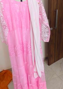 Stunning Pink Ethnic Gown with Dupatta