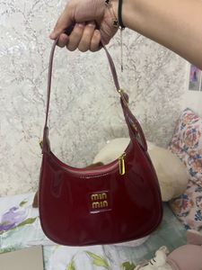Burgundy Patent Leather Designer  Shoulder Bag