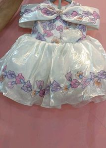 Elegant White frock with Floral Embroidery