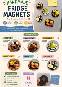 10 Handmade Miniature Food Fridge Magnets