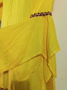 Yellow Embellished Neckline Top