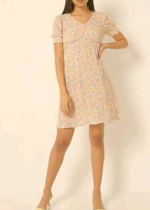 Floral Print Short Sleeve Dress
