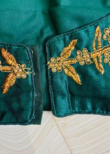 Emerald Green Embroidered Blouse