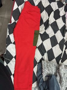 Red Cargo Style Pants
