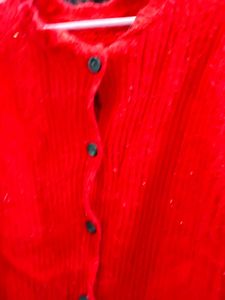Vibrant Red Knit Cardigan
