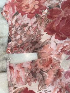 Chic Floral Print Sheer Blouse