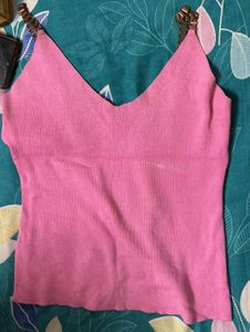 Vibrant Pink Ribbed Camisole Top