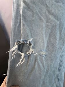 Light Wash Ripped Wide Leg Jeans