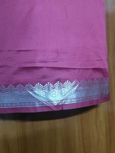 Elegant Maroon Saree with Silver Border
