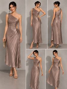 ✨ Rose Gold Satin One-Shoulder Midi dress