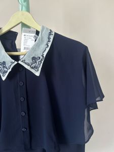 Elegant Navy Blue Layered Top