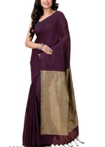 Elegant Purple Saree with Golden pallu wdt blouse