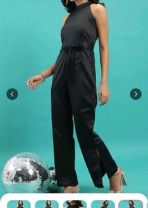 Tokyo Talkies Black Satin Halter Neck Jumpsuit