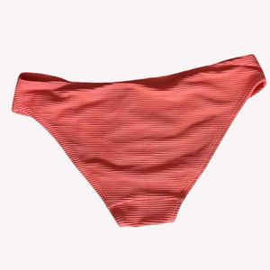 Coral Ribbed Bikini Bottom