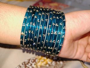 Beautiful 2.6 size Teal peacock green Bangles with