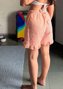 Cute Ruffled Gingham Shorts