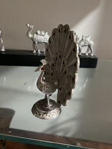 Decorative Silver Peacock Showpiece