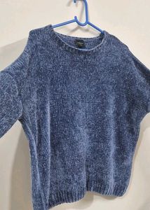 Blue Coloured Woolen Sweat Tshirt