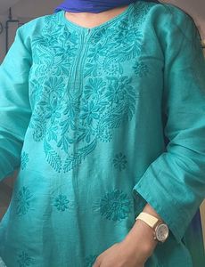Chikankari suit set with Ombre Dupatta