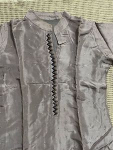 Elegant Grey Kurta Set with Embellishments