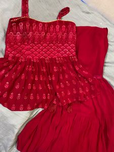 Stunning Red Embellished Lehenga Choli Set