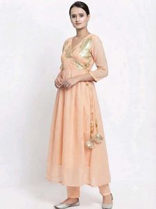 Urban Stree Peach Angrakha Kurta Set