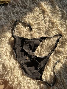 Black Denim Bustier Top