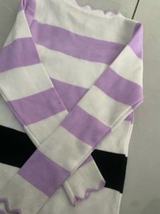 Striped Ruffled Neck Tunic