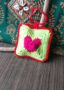Handmade Crochet Heart pouch