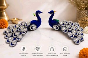 Handcrafted Peacock Decor Pair